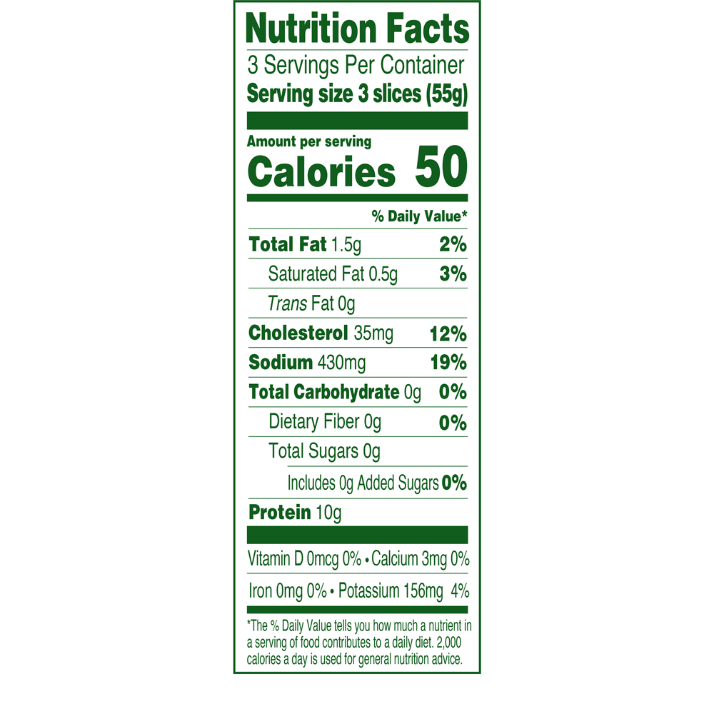 Applegate Organic Oven Roasted Chicken Sliced Nutrition Fact Panel