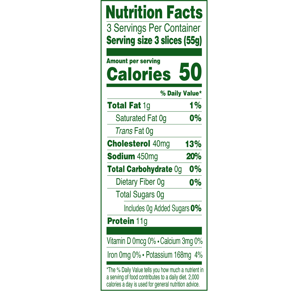 Applegate Organic Smoked Chicken Breast Sliced Nutrition Fact Panel