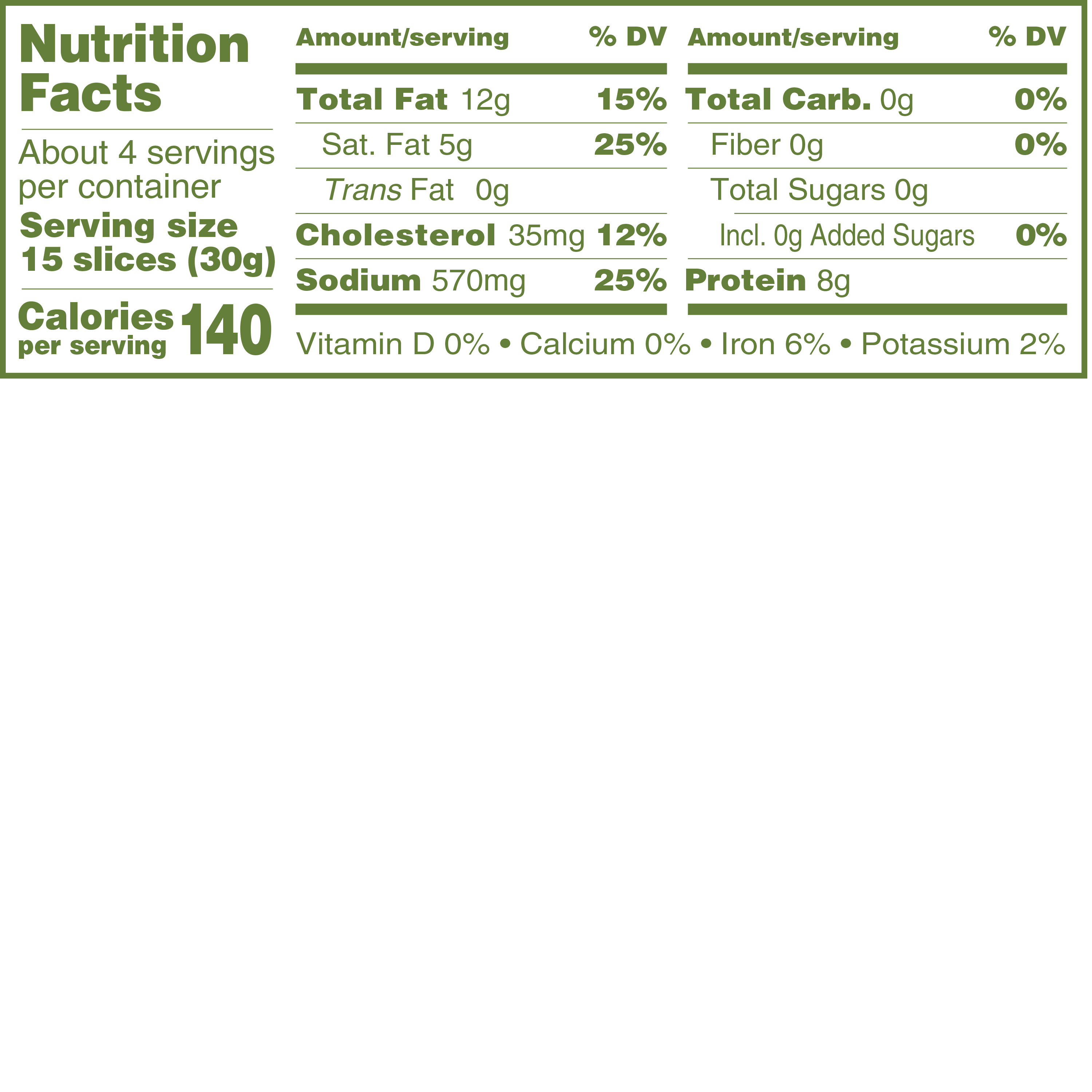 Applegate Natural Pork Beef Pepperoni 4oz Nutrition Fact Panel