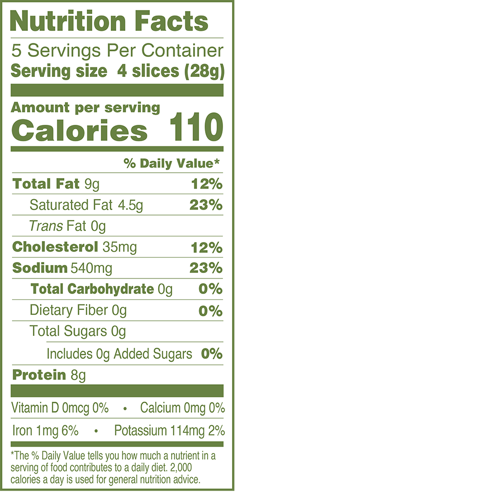 Applegate Natural Pepperoni 5oz Nutrition Fact Panel