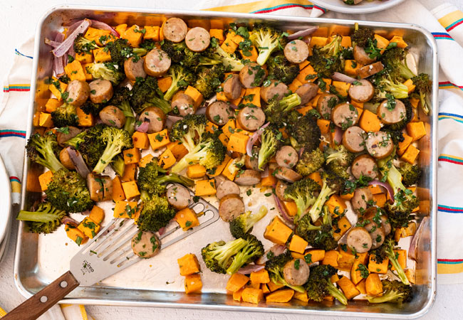 Sheet Pan Sausage and Veggies - Creme De La Crumb