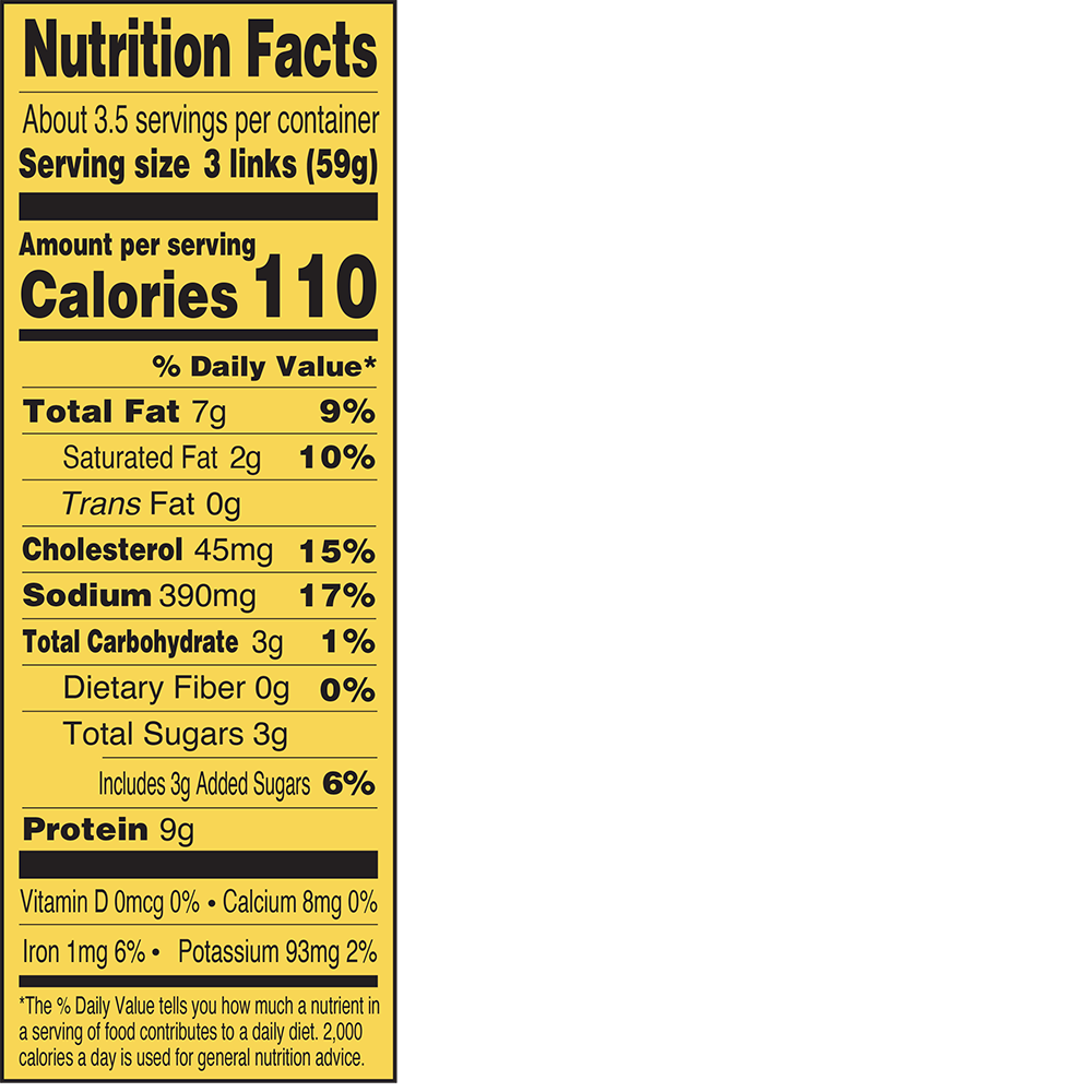 Natural Chicken Maple Breakfast Sausage Link Nutrition Facts