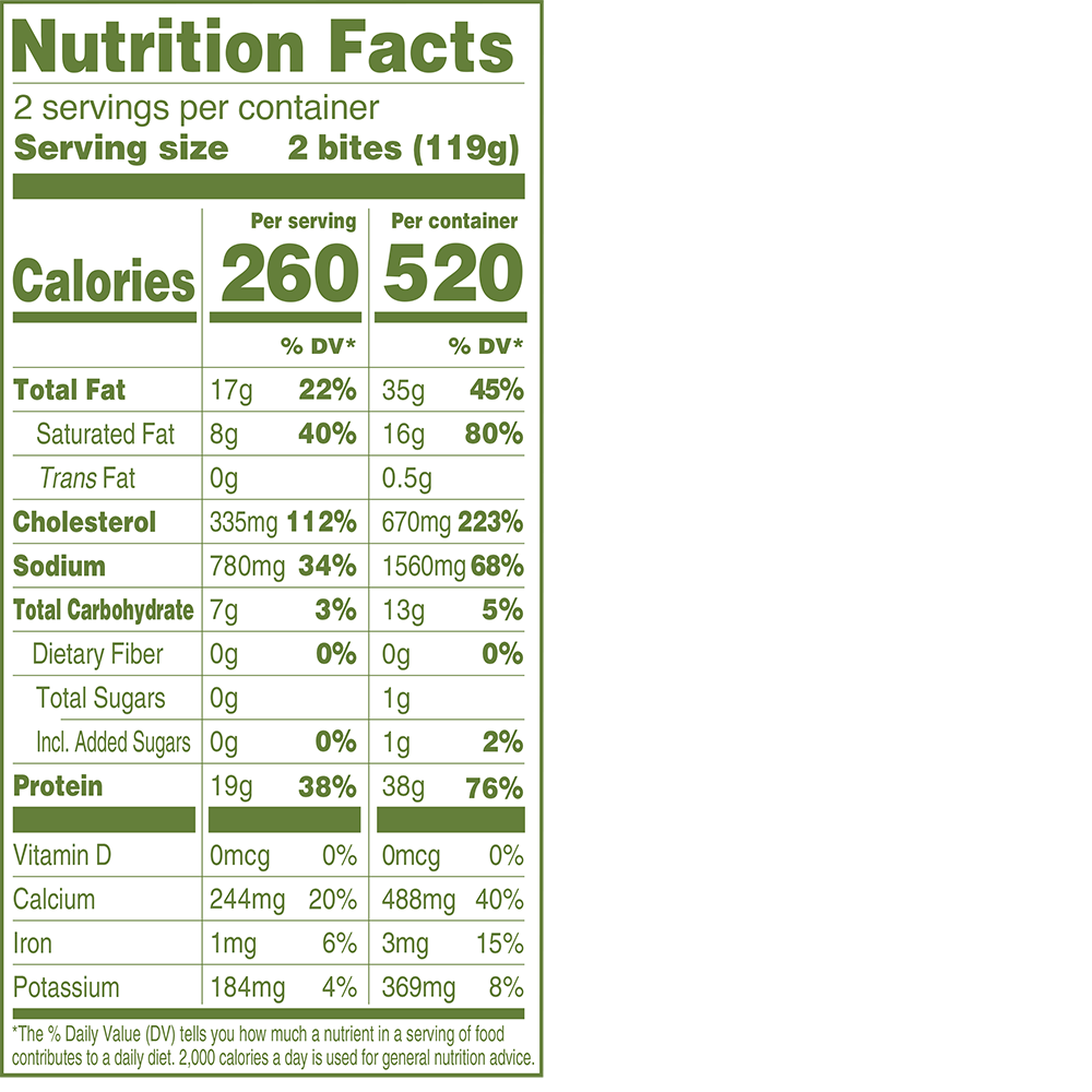 APPLEGATE NATURALS™ Uncured Bacon Cheddar Swiss Frittata Bites Nutrition Facts