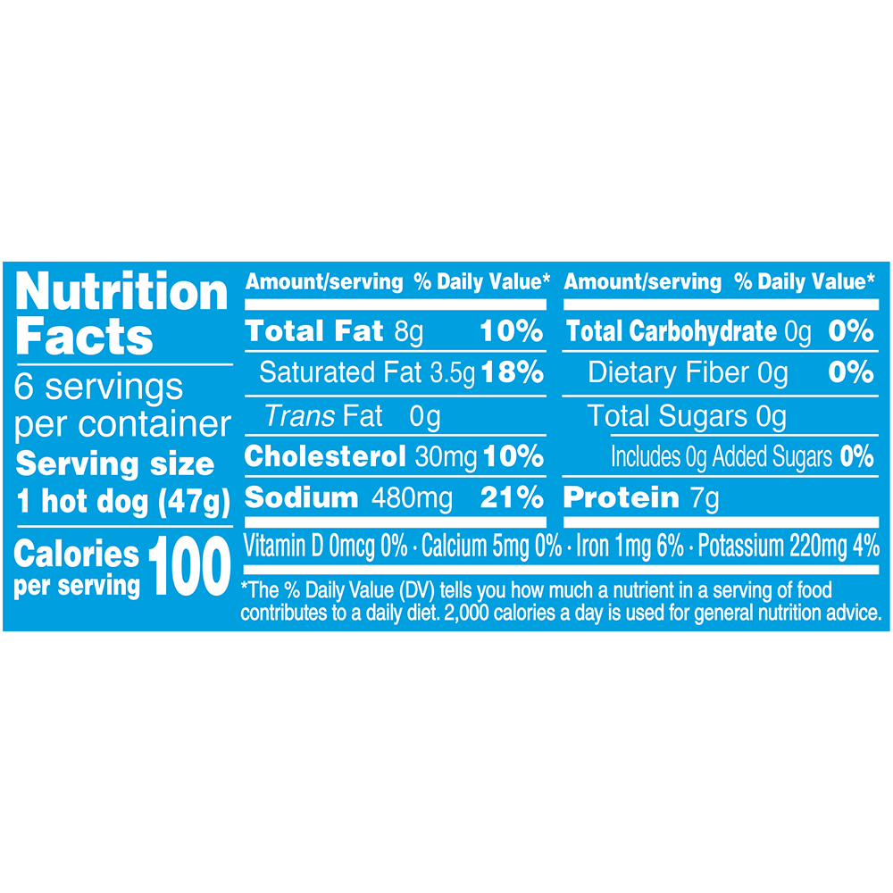 Applegate Naturals® Beef Hot Dog Nutrition Facts 